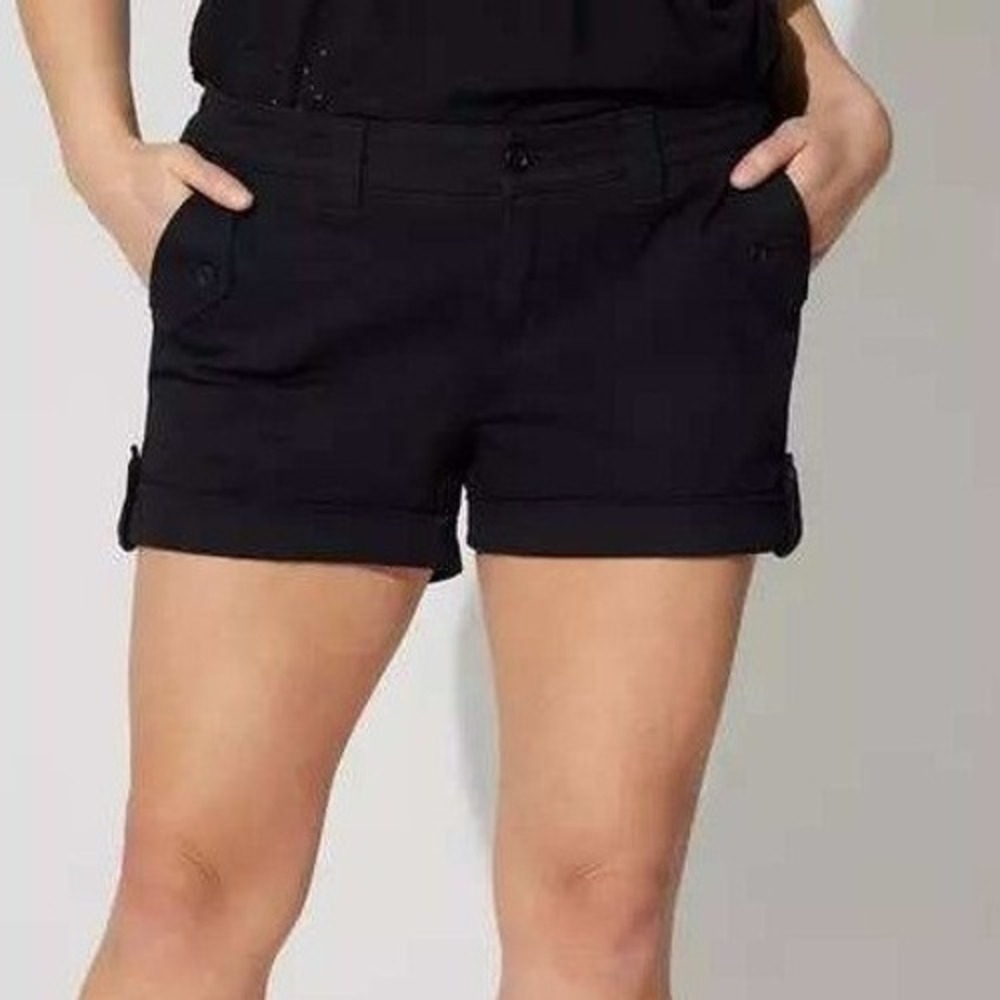 Torrid Womens Black Military Utility Shorts Cuffed Button Flap Pockets Size 10